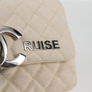 CHANEL Matelasse Chain Shoulder Bag Canvas White Silver CC Auth 121513V-20