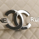 CHANEL Matelasse Chain Shoulder Bag Canvas White Silver CC Auth 121513V-21