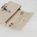 CHANEL Matelasse Chain Shoulder Bag Canvas White Silver CC Auth 121513V-8