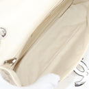 CHANEL Matelasse Chain Shoulder Bag Canvas White Silver CC Auth 121513V-9