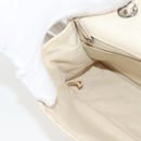CHANEL Matelasse Chain Shoulder Bag Canvas White Silver CC Auth 121513V-25