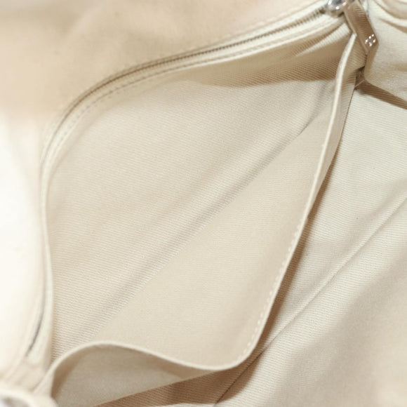 CHANEL Matelasse Chain Shoulder Bag Canvas White Silver CC Auth 121513V