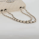 CHANEL Matelasse Chain Shoulder Bag Canvas White Silver CC Auth 121513V-7