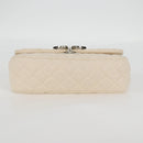 CHANEL Matelasse Chain Shoulder Bag Canvas White Silver CC Auth 121513V-5