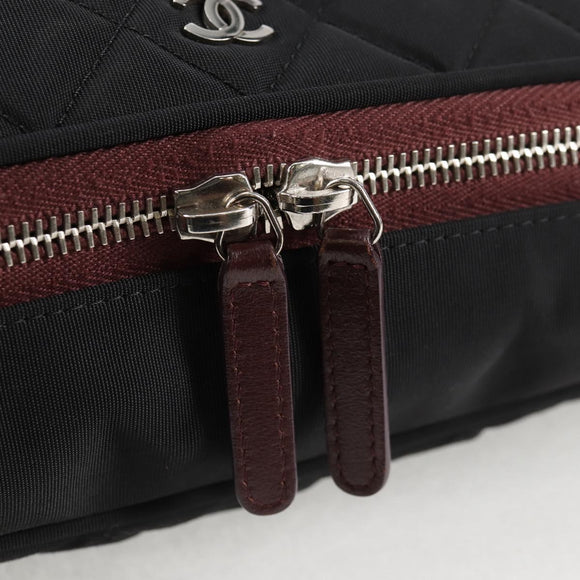 CHANEL Matelasse PC Case Nylon Black Silver CC Auth 121516M