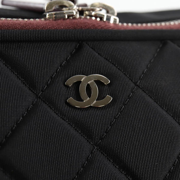 CHANEL Matelasse PC Case Nylon Black Silver CC Auth 121516M