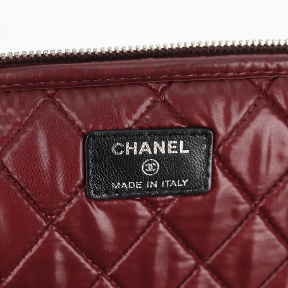 CHANEL Matelasse PC Case Nylon Black Silver CC Auth 121516M