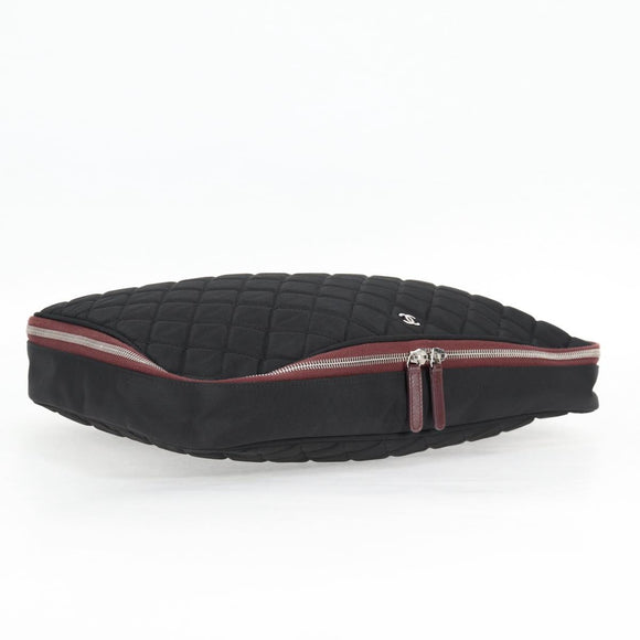 CHANEL Matelasse PC Case Nylon Black Silver CC Auth 121516M