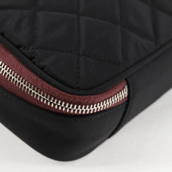 CHANEL Matelasse PC Case Nylon Black Silver CC Auth 121516M