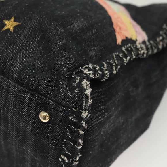 CHANEL Chain Shoulder Bag Denim Blue Gold CC Auth 121517V