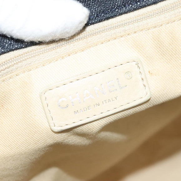 CHANEL Chain Shoulder Bag Denim Blue Gold CC Auth 121517V