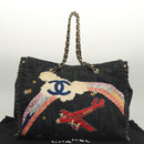 CHANEL Ketten-Schultertasche Denimblau Goldfarbene CC Auth 121517V-12