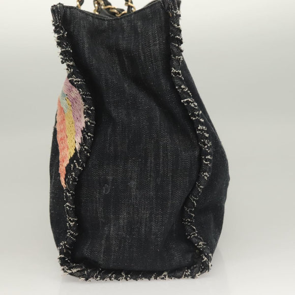 CHANEL Chain Shoulder Bag Denim Blue Gold CC Auth 121517V