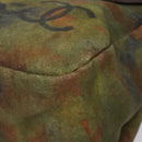 CHANEL Embroidery Graffiti Shoulder Bag Canvas Leather Khaki CC Auth 121519SV-16