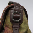 CHANEL Embroidery Graffiti Shoulder Bag Canvas Leather Khaki CC Auth 121519SV-9