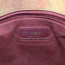 CHANEL Embroidery Graffiti Shoulder Bag Canvas Leather Khaki CC Auth 121519SV-20