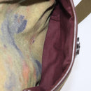 CHANEL Embroidery Graffiti Shoulder Bag Canvas Leather Khaki CC Auth 121519SV-24
