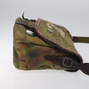 CHANEL Embroidery Graffiti Shoulder Bag Canvas Leather Khaki CC Auth 121519SV-3