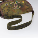 CHANEL Embroidery Graffiti Shoulder Bag Canvas Leather Khaki CC Auth 121519SV-7