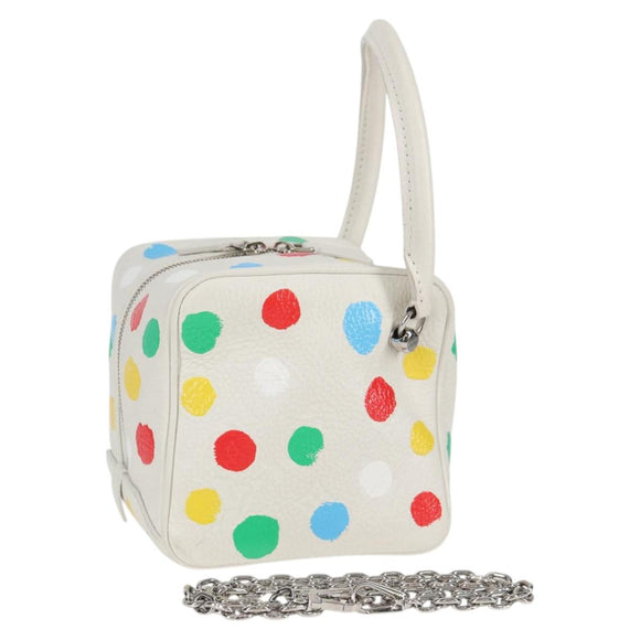 LOUIS VUITTON Monogram Yayoi Kusama Square bag Hand Bag White LV Auth 121522SAM