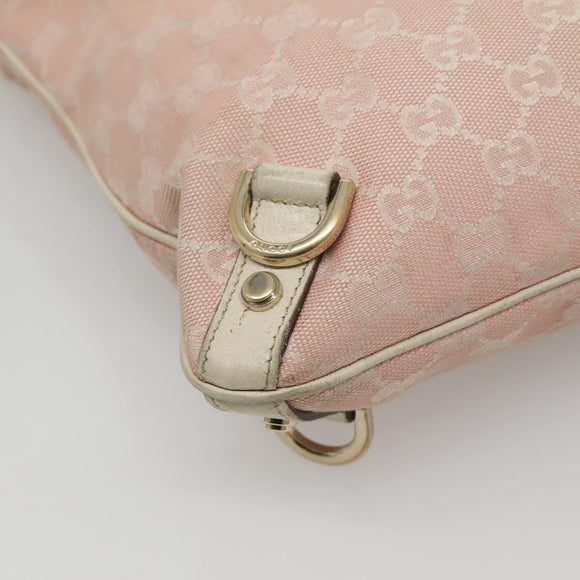 GUCCI GG Canvas Shoulder Bag Gold Pink 131326 Auth 121544