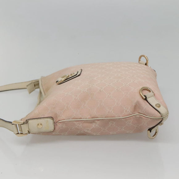 GUCCI GG Canvas Shoulder Bag Gold Pink 131326 Auth 121544