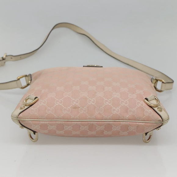 GUCCI GG Canvas Shoulder Bag Gold Pink 131326 Auth 121544