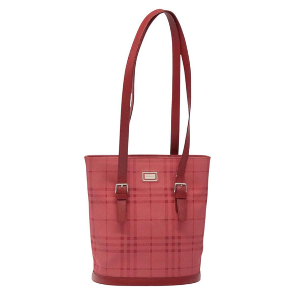 BURBERRY Nova Check Shoulder Bag Canvas Red Auth 121545