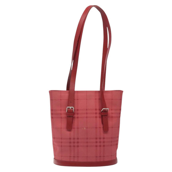 BURBERRY Nova Check Shoulder Bag Canvas Red Auth 121545