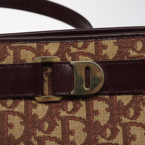 Christian Dior Trotter Canvas Shoulder Bag Red Gold Auth 121548