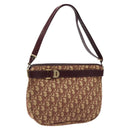 Christian Dior Trotter Canvas Shoulder Bag Red Gold Auth 121548-1