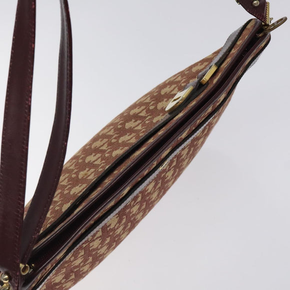 Christian Dior Trotter Canvas Shoulder Bag Red Gold Auth 121548