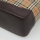 BURBERRY Nova Check Tote Bag Canvas Beige Gold Auth 121552-15