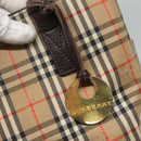 BURBERRY Nova Check Tote Bag Canvas Beige Gold Auth 121552-10