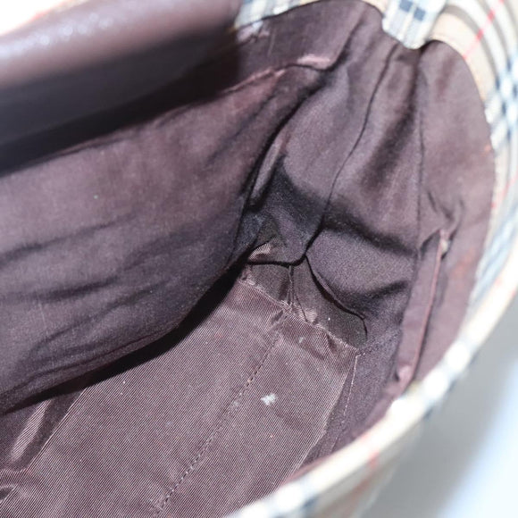 BURBERRY Nova Check Tote Bag Canvas Beige Gold Auth 121552