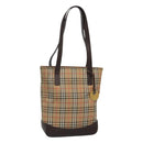 BURBERRY Nova Check Tote Bag Canvas Beige Gold Auth 121552-1