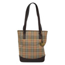 BURBERRY Nova Check Tote Bag Canvas Beige Gold Auth 121552-13