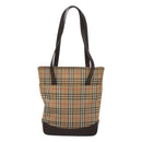 BURBERRY Nova Check Tote Bag Canvas Beige Gold Auth 121552-2