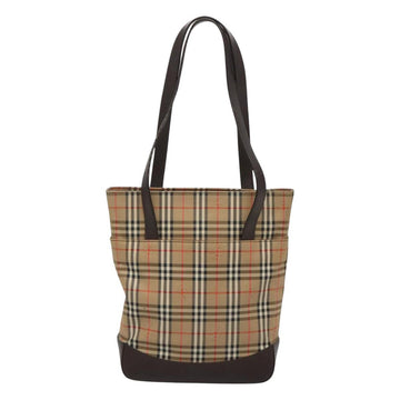 BURBERRY Nova Check Tote Bag Canvas Beige Gold Auth 121552 - 0