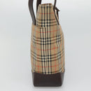 BURBERRY Nova Check Tote Bag Canvas Beige Gold Auth 121552-3
