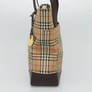 BURBERRY Nova Check Tote Bag Canvas Beige Gold Auth 121552-4