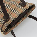 BURBERRY Nova Check Tote Bag Canvas Beige Gold Auth 121552-6