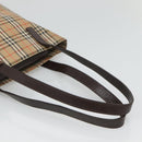 BURBERRY Nova Check Tote Bag Canvas Beige Gold Auth 121552-7