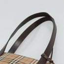 BURBERRY Nova Check Tote Bag Canvas Beige Gold Auth 121552-8