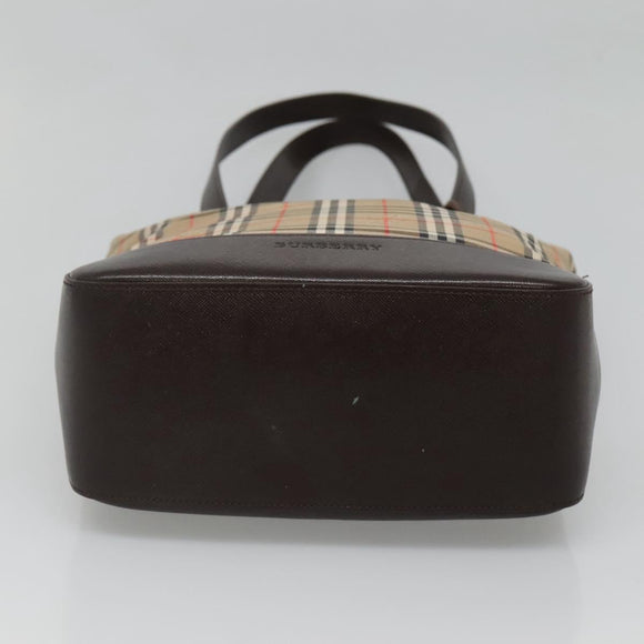 BURBERRY Nova Check Tote Bag Canvas Beige Gold Auth 121552
