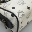 MCM Logogram Vicetos Hand Bag PVC Leather 2way White Gold Auth 121553-14