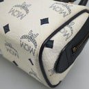 MCM Logogram Vicetos Hand Bag PVC Leather 2way White Gold Auth 121553-9