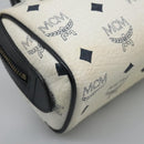 MCM Logogram Vicetos Hand Bag PVC Leather 2way White Gold Auth 121553-15