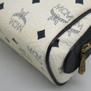 MCM Logogram Vicetos Hand Bag PVC Leather 2way White Gold Auth 121553-16
