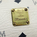 MCM Logogram Vicetos Hand Bag PVC Leather 2way White Gold Auth 121553-12